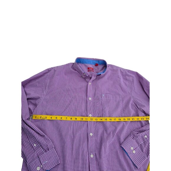 Izod Mens Non-Iron Stretch Purple Gingham Button-Down Shirt XL - Picture 6 of 6